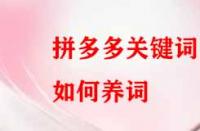 拼多多關鍵詞如何養(yǎng)？