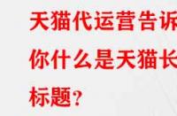 天貓代運營告訴你什么是天貓長標題？
