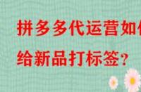 拼多多代運營如何給新品打標簽？