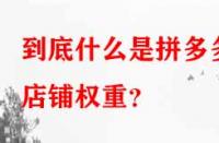 到底什么是拼多多店鋪權重？