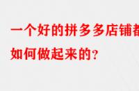 一個好的拼多多店鋪都是如何做起來的？